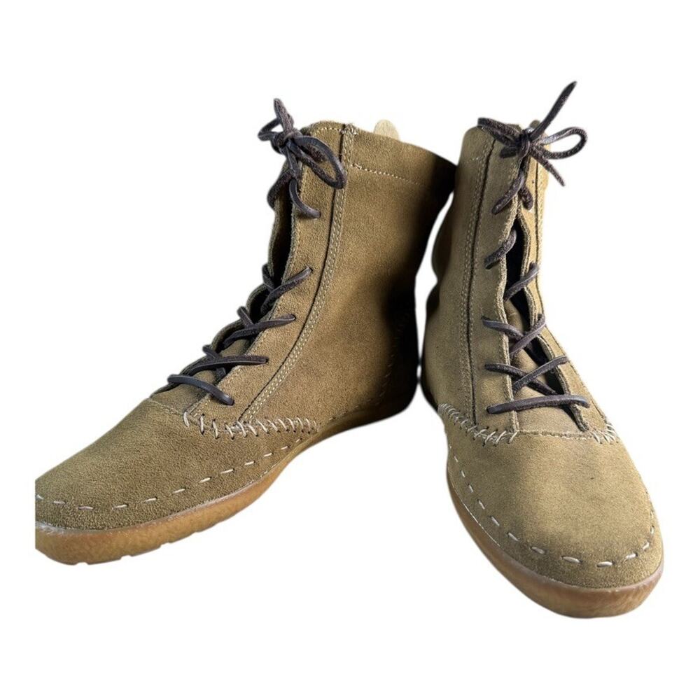 KEDS VintageTan Brown Suede High Top Ankle Moccasin Boots Rare Vintage US 8 EU39 - Picture 3 of 10